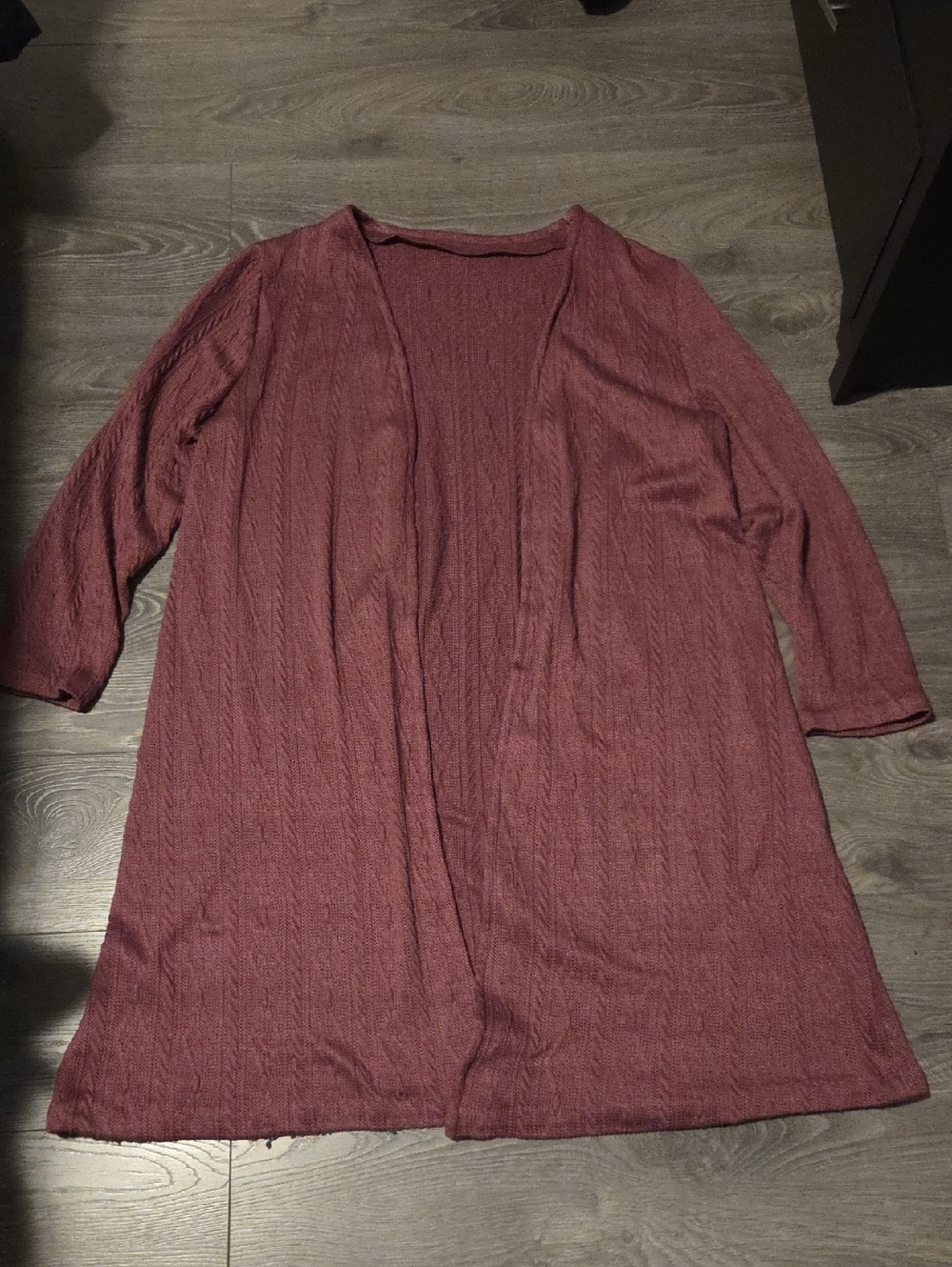 Open Front Knit Cardigan in Dusty Rose